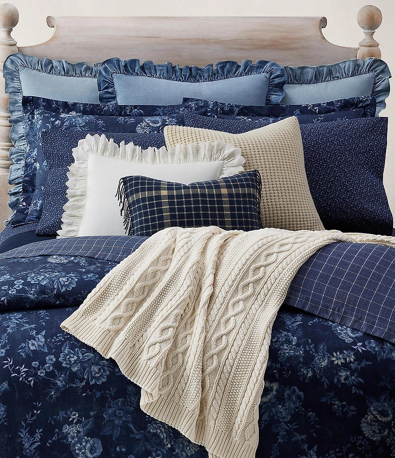Ralph Lauren Kathryn Collection Dolly Soft Cotton Yarn Throw Blanket
