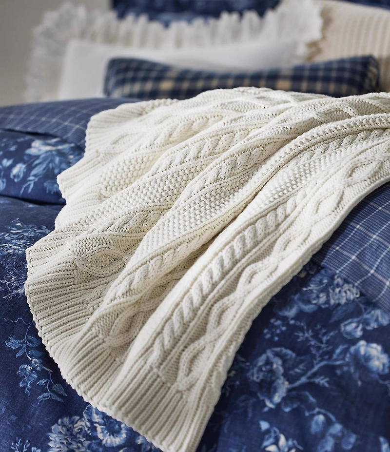 Ralph Lauren Kathryn Collection Dolly Soft Cotton Yarn Throw Blanket