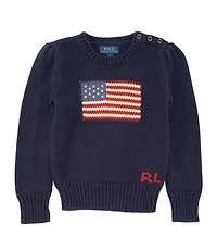 Polo Ralph Lauren Little Girls Intarsia American Flag Knit Sweater