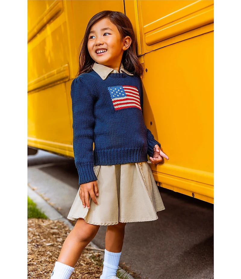 Polo Ralph Lauren Little Girls Intarsia American Flag Knit Sweater