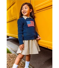 Polo Ralph Lauren Little Girls Intarsia American Flag Knit Sweater