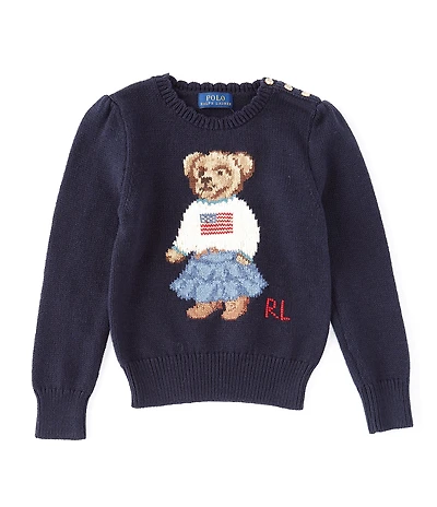 Polo Ralph Lauren Little Girls Polo Bear Flag Sweater