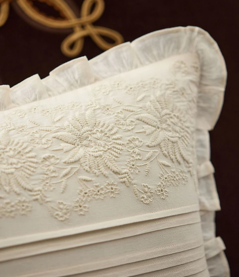 Ralph Lauren Ludlow Collection Bridget Embroidered & Pleated Pillow