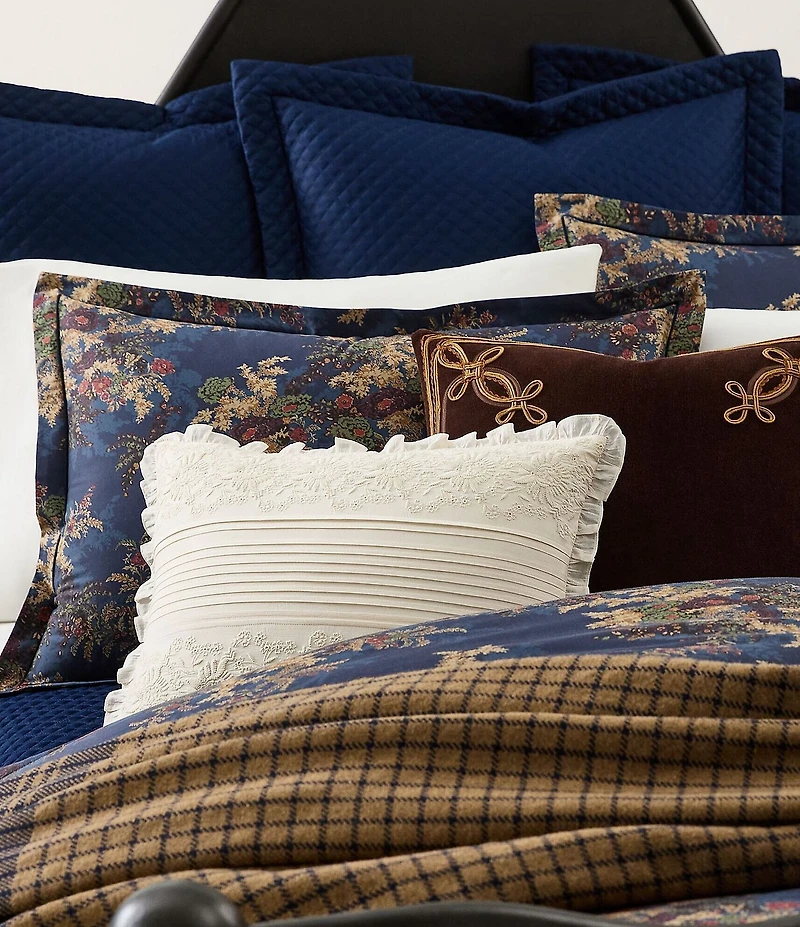 Ralph Lauren Ludlow Collection Bridget Embroidered & Pleated Pillow
