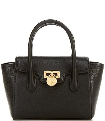 Lauren Ralph Lauren Tanner Small Pebbled Leather Padlock Satchel Bag