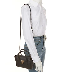 Lauren Ralph Lauren Tanner Small Pebbled Leather Padlock Satchel Bag
