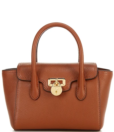 Lauren Ralph Lauren Tanner Small Pebbled Leather Padlock Satchel Bag