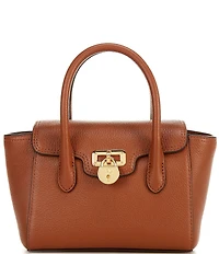 Lauren Ralph Lauren Tanner Small Pebbled Leather Padlock Satchel Bag