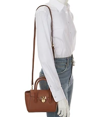 Lauren Ralph Lauren Tanner Small Pebbled Leather Padlock Satchel Bag