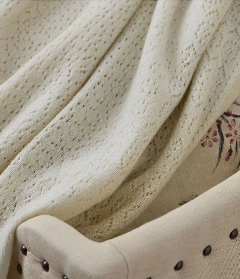 Ralph Lauren Shields Lambswool Pointelle Knit Throw