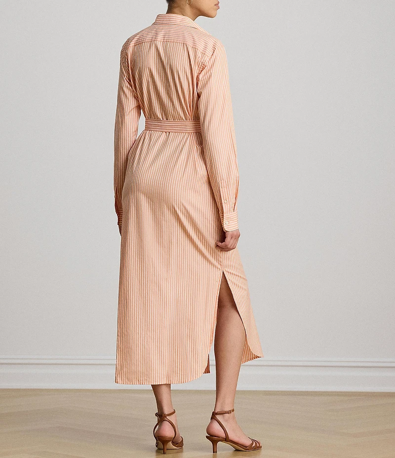 Ralph Ralph Lauren Stripe Point Collar Long Sleeve Shirt Dress