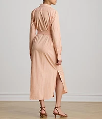 Ralph Ralph Lauren Stripe Point Collar Long Sleeve Shirt Dress