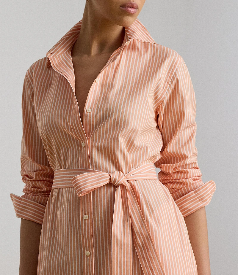 Ralph Ralph Lauren Stripe Point Collar Long Sleeve Shirt Dress