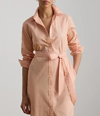 Ralph Ralph Lauren Stripe Point Collar Long Sleeve Shirt Dress