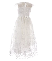 Rare Editions Big Girls Scalloped Embroidered Mesh Gown