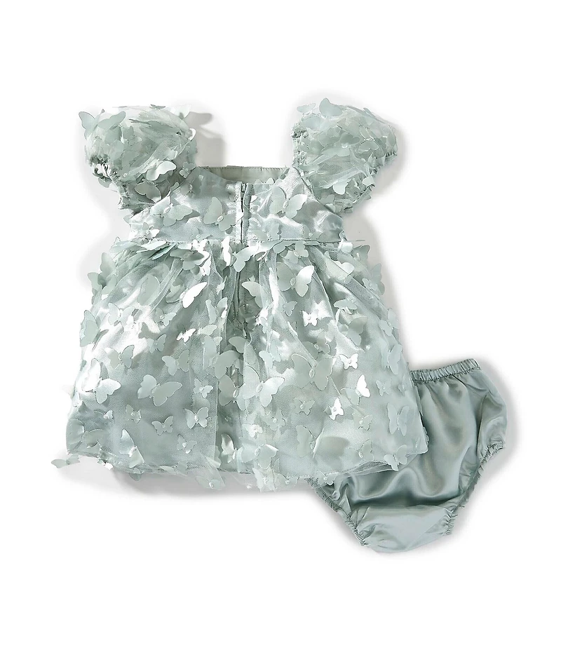 Rare Editions Baby Girls Puff-Sleeve Three-Dimensional-Butterfly-Appliqued Fit-And-Flare Dress