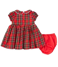 Rare Editions Baby Girls Puffed Sleeve Plaid Fit & Flare Dress