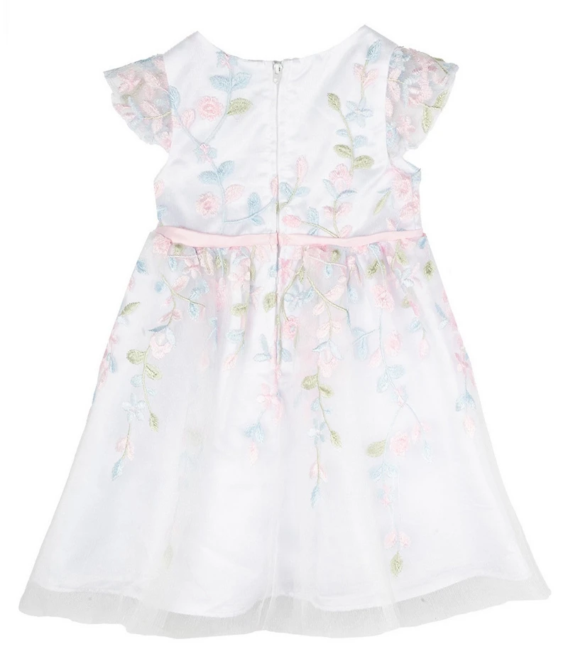 Rare Editions Baby Girls Floral Embroidered Glitter-Accented Mesh Fit & Flare Dress