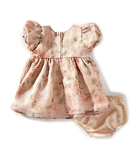 Rare Editions Baby Girls Puffed-Sleeve Floral Organza Fit-And-Flare Dress