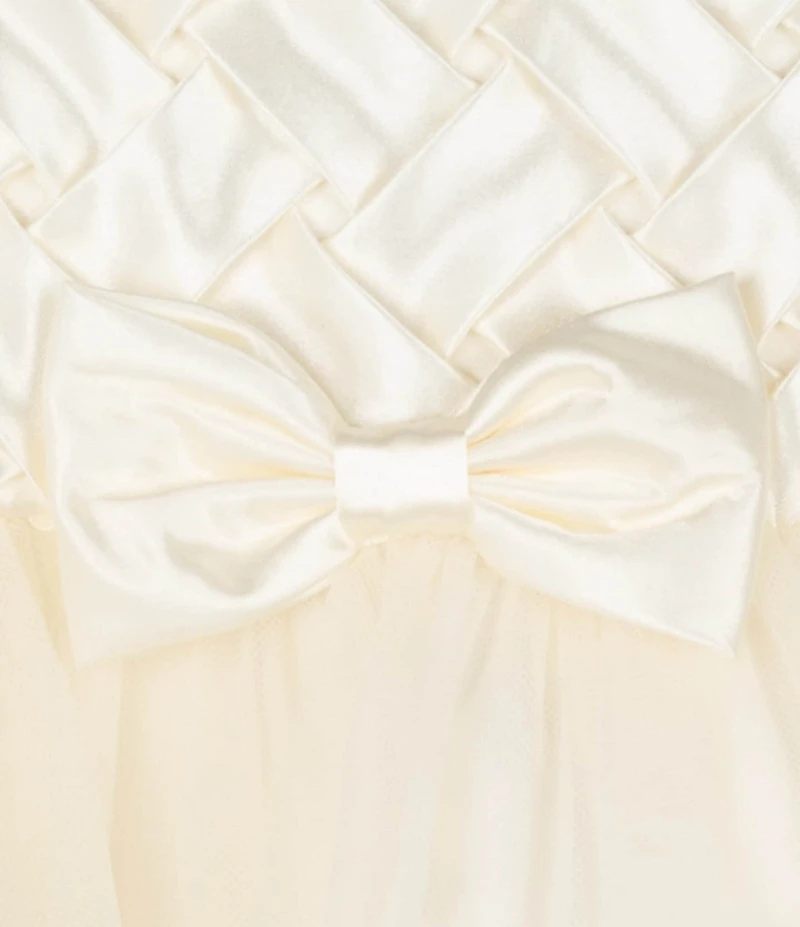 Rare Editions Baby Girls Sleeveless Basketweave-Bodice/Tulle-Skirted Fit-And-Flare Dress