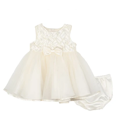 Rare Editions Baby Girls Sleeveless Basketweave-Bodice/Tulle-Skirted Fit-And-Flare Dress