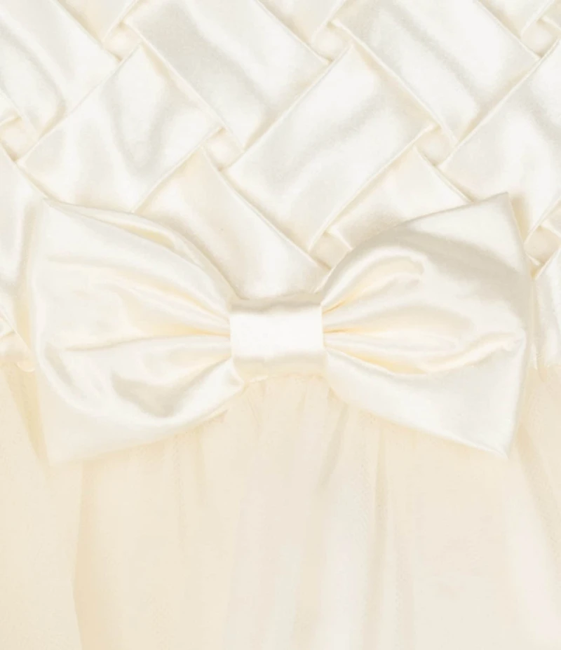 Rare Editions Baby Girls Sleeveless Basketweave-Bodice/Tulle-Skirted Fit-And-Flare Dress