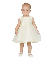 Rare Editions Baby Girls Sleeveless Basketweave-Bodice/Tulle-Skirted Fit-And-Flare Dress