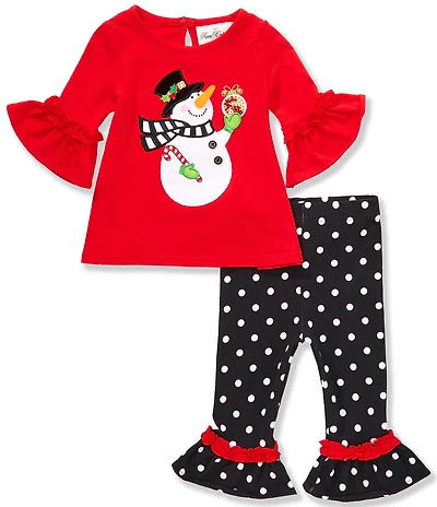 Rare Editions Baby Girls 3/4-Sleeve Tunic Top & Printed Leggings Set