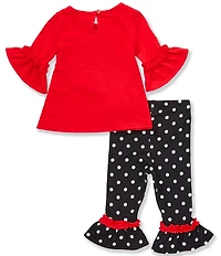 Rare Editions Baby Girls 3/4-Sleeve Tunic Top & Printed Leggings Set