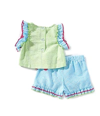 Rare Editions Baby Girls Beach Applique Seersucker Tank Top & Shorts Set
