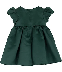 Rare Editions Baby Girls Bubble-Sleeve Triple-Bow-Detailed Satin Fit-And-Flare Dress