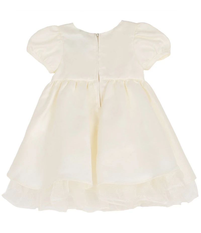 Rare Editions Baby Girls Cap-Sleeve Bow-Accented Satin Fit-And-Flare Dress