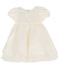 Rare Editions Baby Girls Cap-Sleeve Bow-Accented Satin Fit-And-Flare Dress