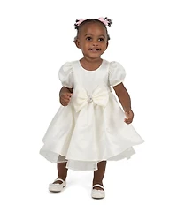 Rare Editions Baby Girls Cap-Sleeve Bow-Accented Satin Fit-And-Flare Dress