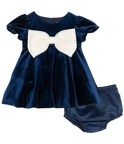 Rare Editions Baby Girls Cap-Sleeve Bubble-Hem Velvet Dress