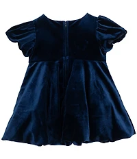 Rare Editions Baby Girls Cap-Sleeve Bubble-Hem Velvet Dress