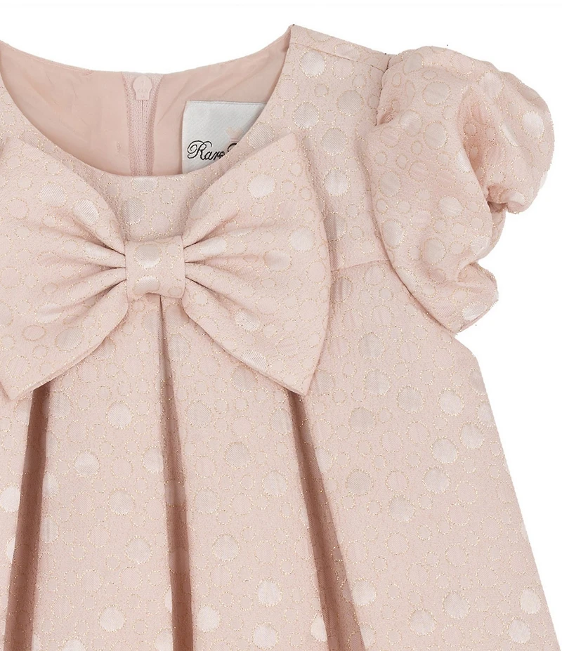 Rare Editions Baby Girls Cap Sleeve Dotted Brocade Empire-Waist Dress