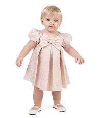 Rare Editions Baby Girls Cap Sleeve Dotted Brocade Empire-Waist Dress