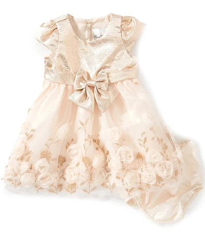 Rare Editions Baby Girls Cap Sleeve Soutache Embroidered Dress