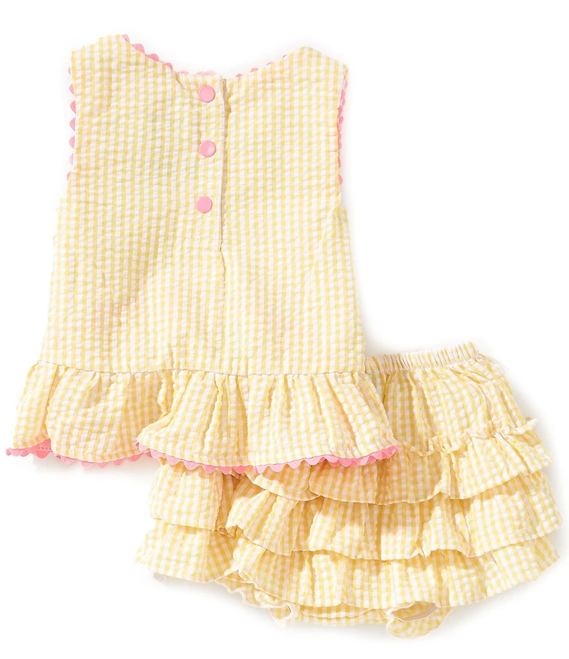 Rare Editions Baby Girls Sleeveless Seersucker Citrus Fruit Schiffli Embroidered Tank and Diaper Cover
