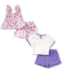 Rare Editions Baby Girls Cowboy Boots Graphic T-Shirt & Western-Inspired- Shorts & Western-Inspired Tank Top & Solid Shorts Set