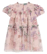 Rare Editions Baby Girls Floral Mesh Ruffle Babydoll Dress