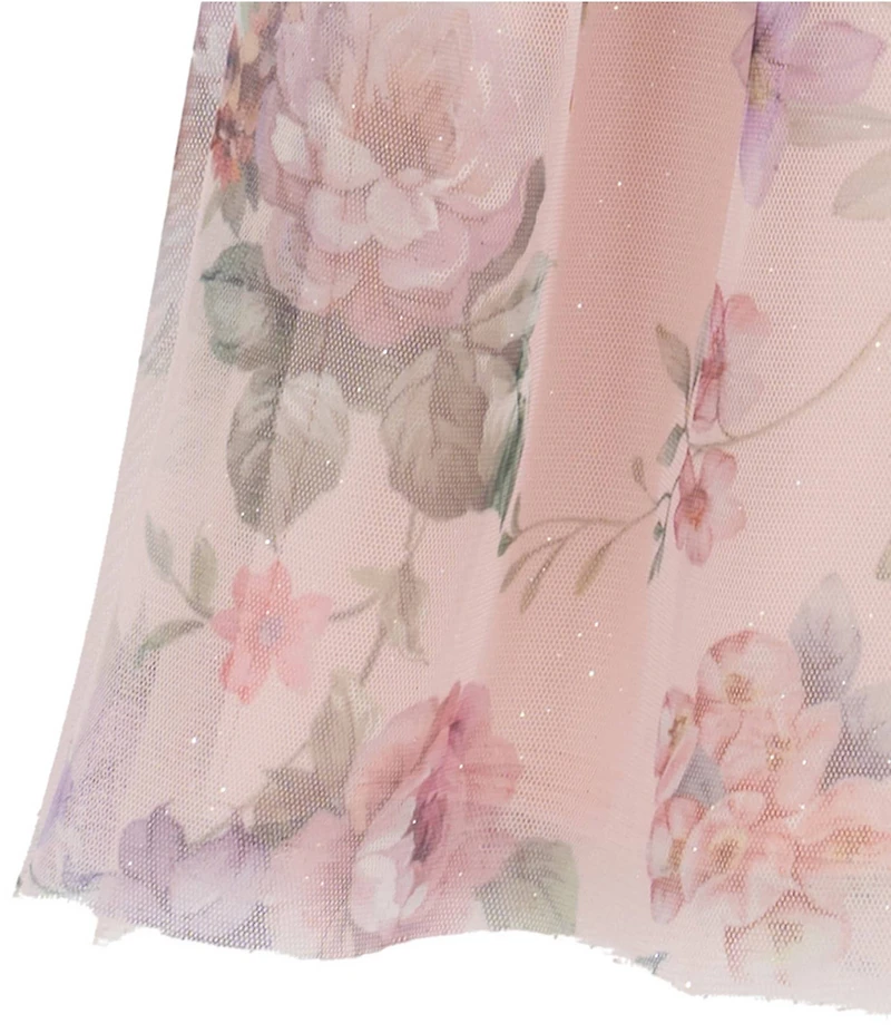 Rare Editions Baby Girls Floral Mesh Ruffle Babydoll Dress