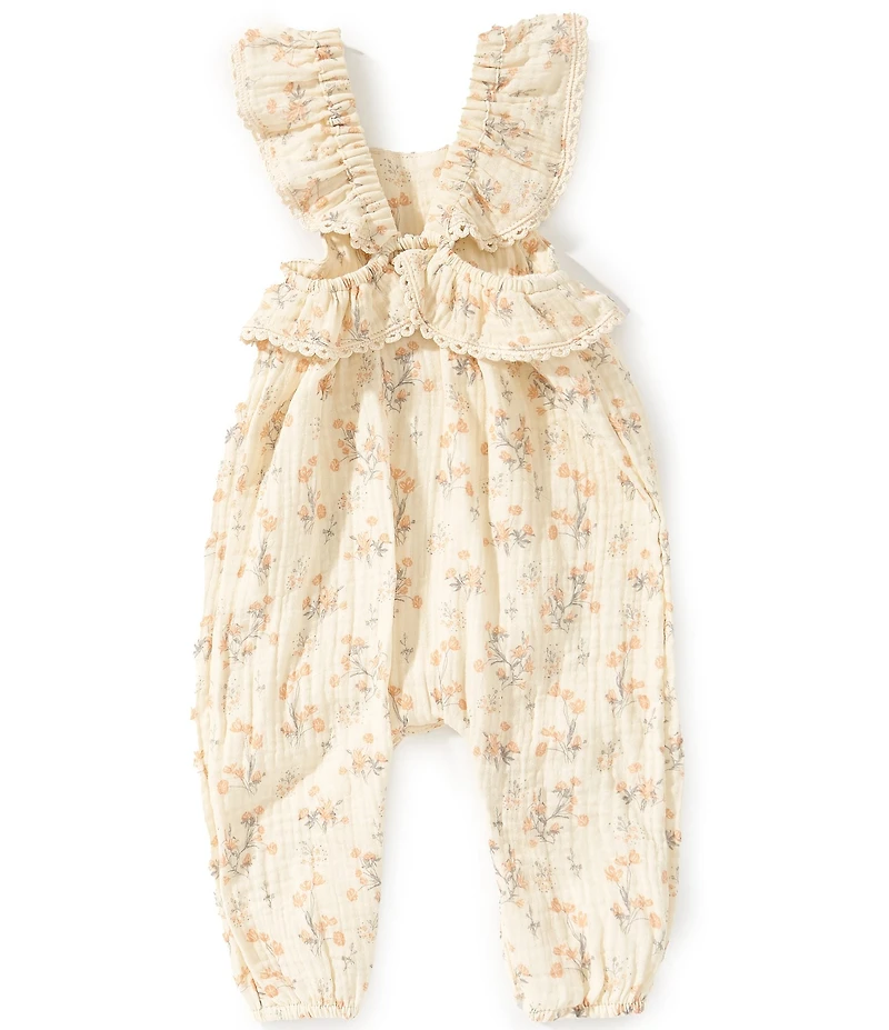 Rare Editions Baby Girls Floral-Printed Gauze Coverall