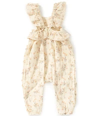 Rare Editions Baby Girls Floral-Printed Gauze Coverall