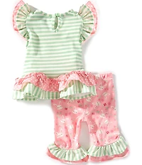 Rare Editions Baby Girls Flutter Sleeve Bunny Face Applique Tunic Top & Bunny-Face-Printed Leggings Set
