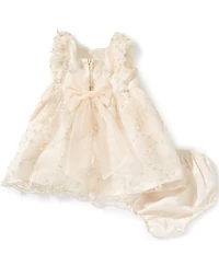 Rare Editions Baby Girls Flutter-Sleeve Embroidered Mesh Dress