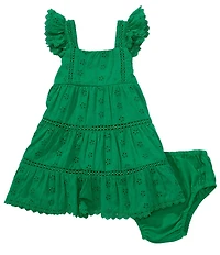Rare Editions Baby Girls Flutter-Sleeve Eyelet-Embroidered/Crocheted-Trimmed Dress