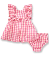 Rare Editions Baby Girls Flutter Sleeve Gingham Printed Woven Dress