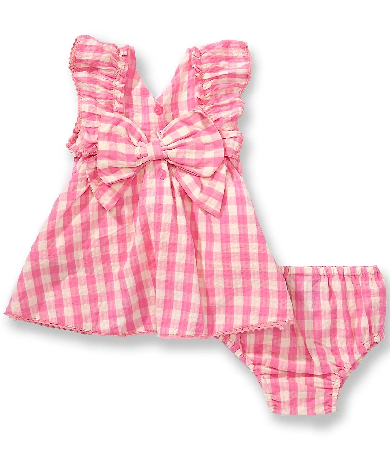 Rare Editions Baby Girls Flutter Sleeve Gingham Printed Woven Dress